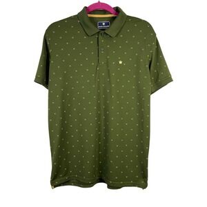 Louis Philippe Golf Leisure Men's Olive Green/Gold Polo Shirt - Size Large